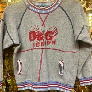 D&G Junior Gray Sweatshirt with Red Accents